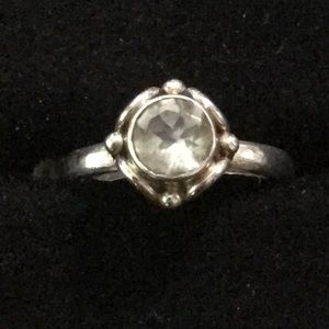 Vintage Clear Stone 925 Sterling Silver Ring